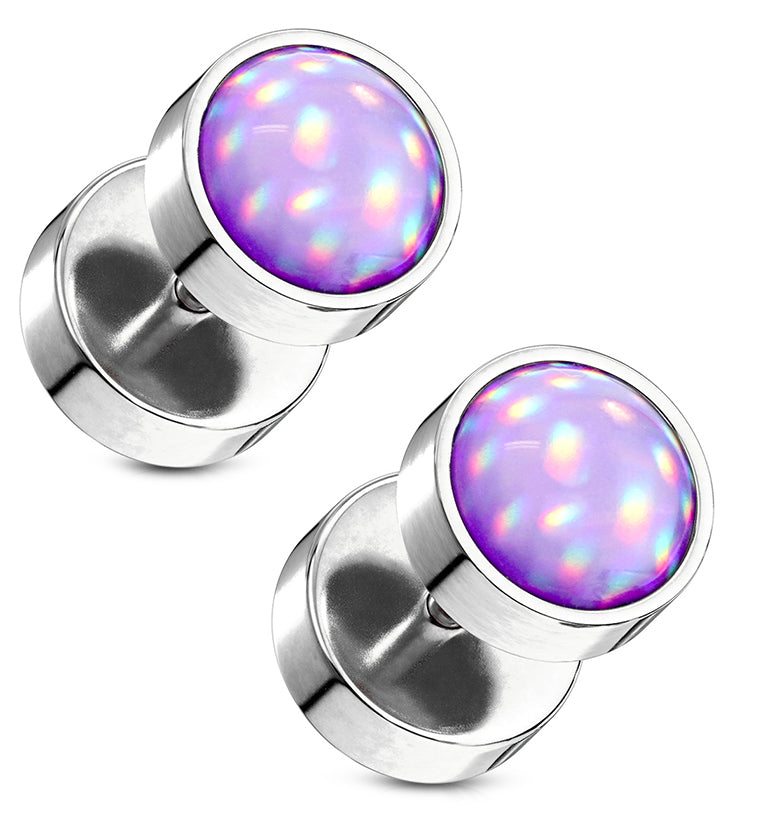 16G Purple Escent Stainless Steel Fake Plugs / Gauges