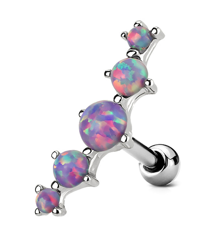 Purple 5 Ball Opalite Steel Cartilage Ring