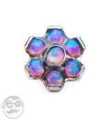 14G Purple Opal Flower Titanium Bezel End