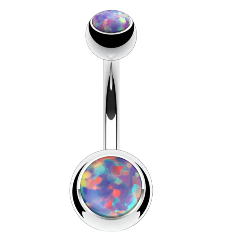 Purple Opal Stainless Steel Belly Button Ring
