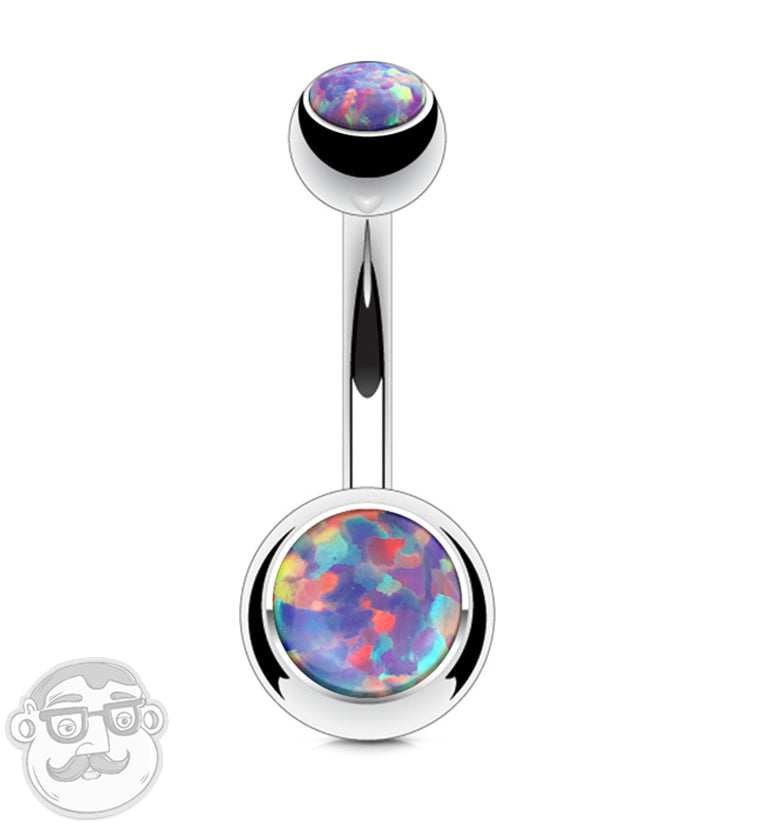 Purple Opal Stainless Steel Belly Button Ring