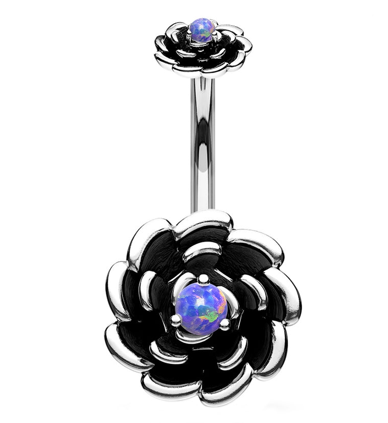Purple Opalite Rose Bud Belly Ring