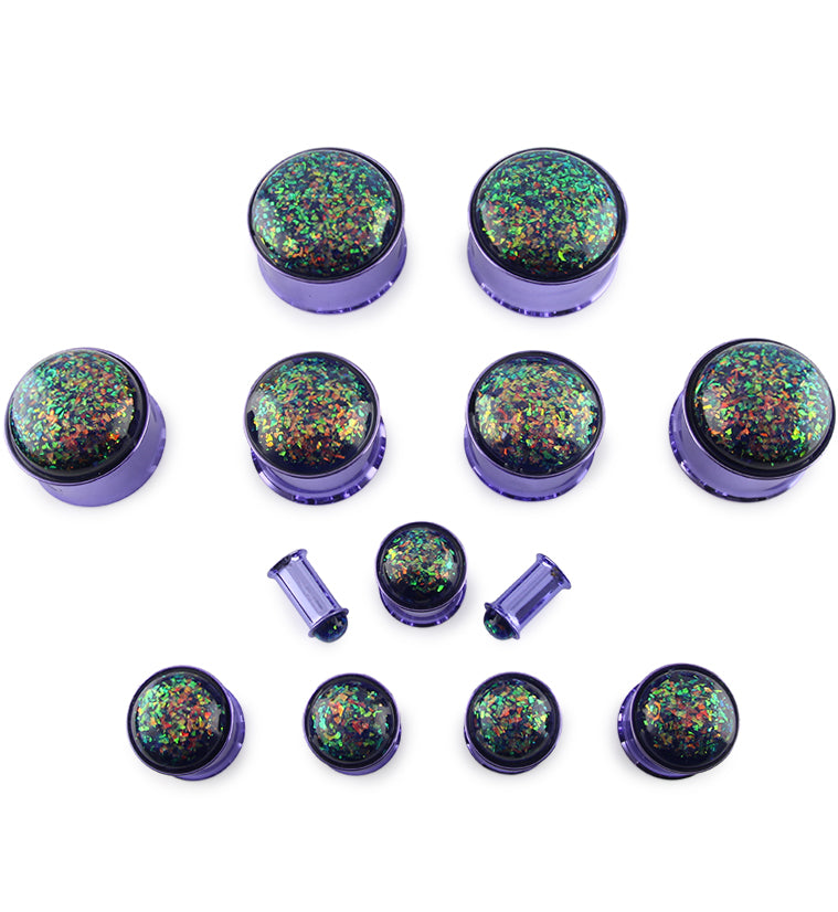 Purple Opalite Flash PVD Stainless Steel Plugs