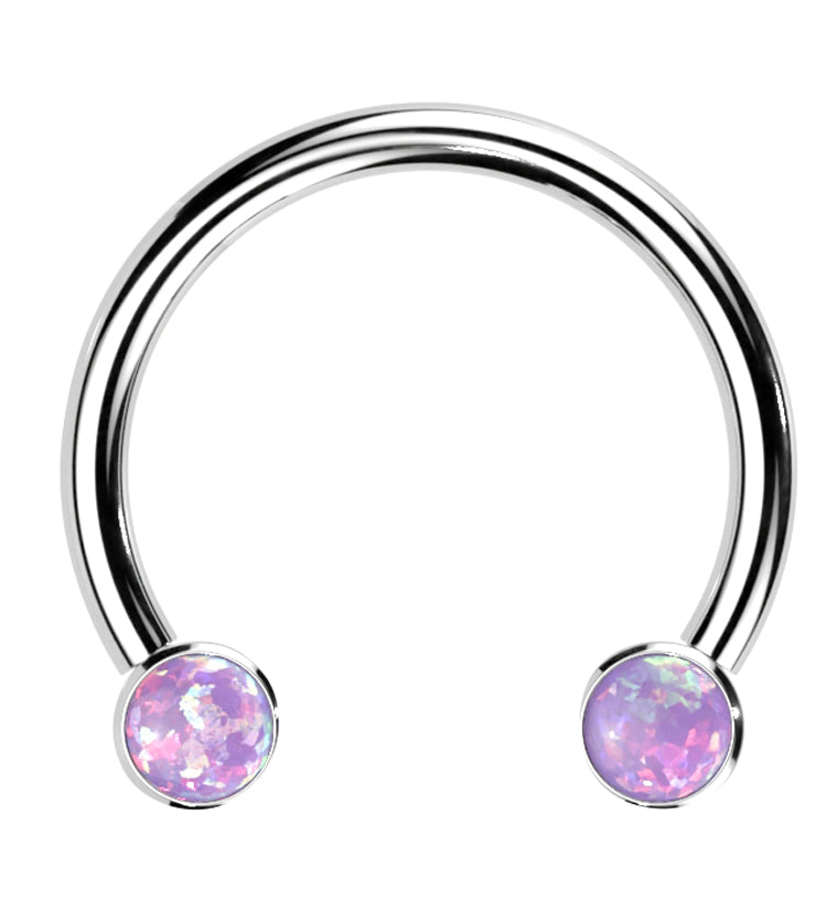 Purple Opalite Threadless Titanium Circular Barbell
