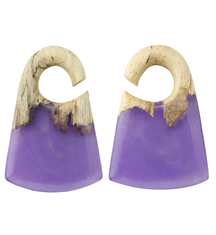Purple Resin Locket Tamarind Wood Ear Weights