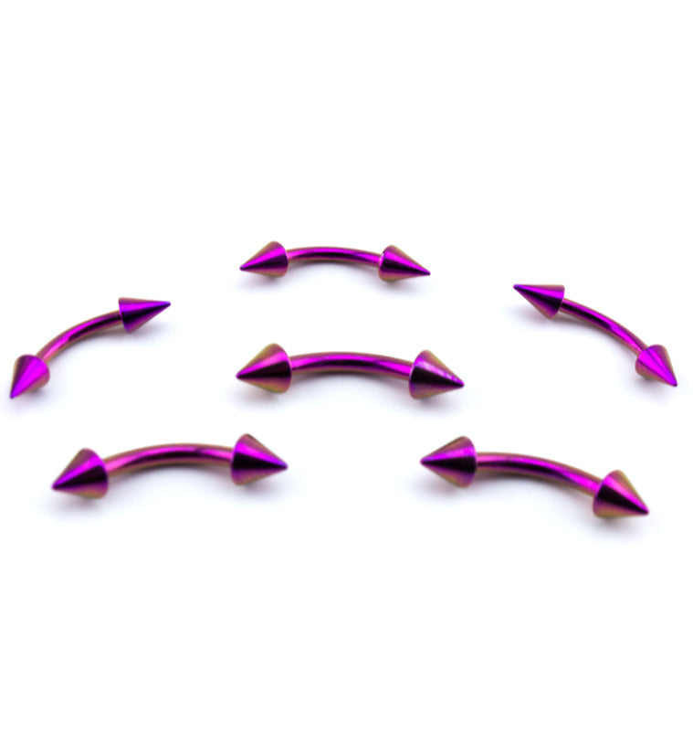 Purple PVD Spiked Curved Barbell