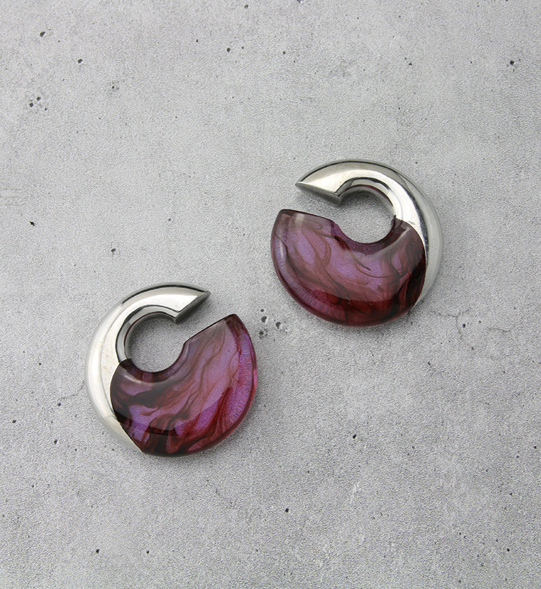 Purple Streak White Brass Ear Weights