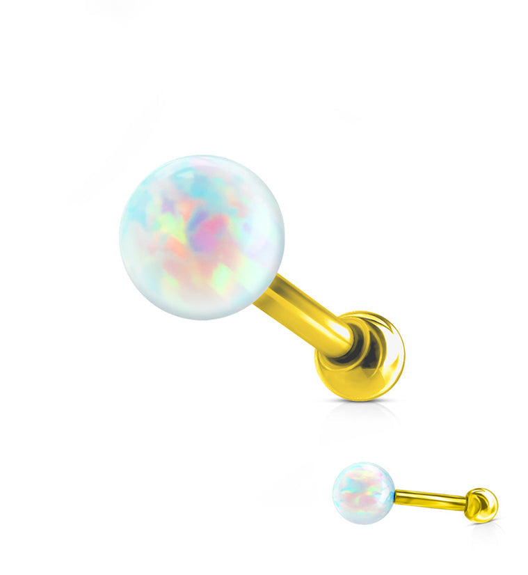 16G PVD Gold Opalite Tragus / Cartilage Barbell