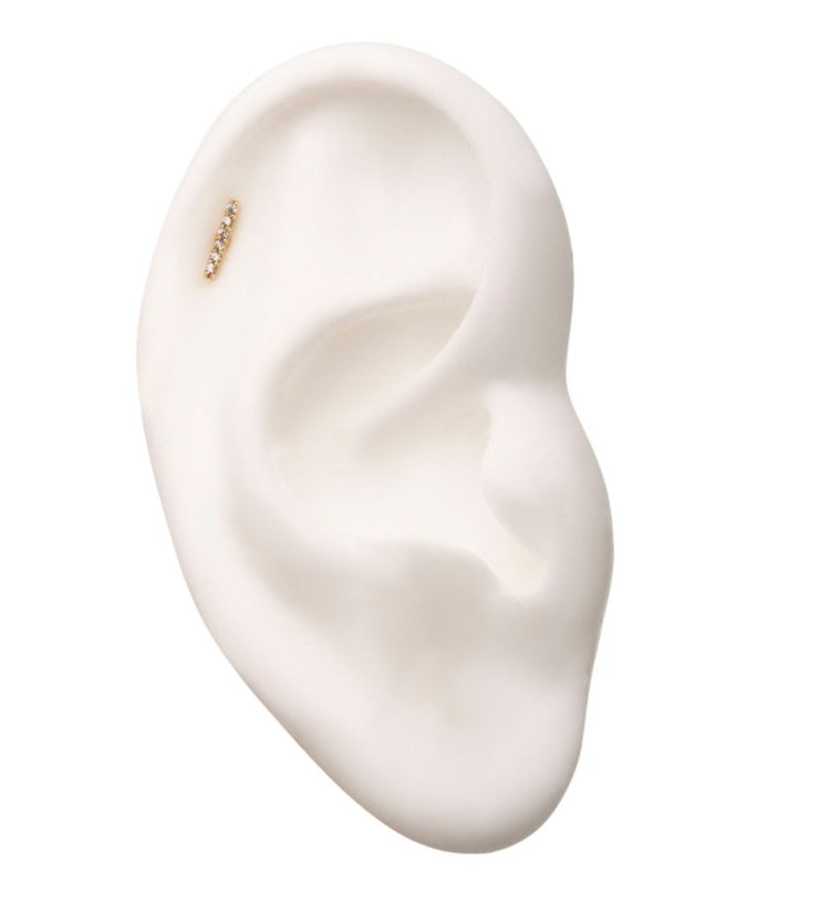 14kt Gold Rail CZ Threadless Top