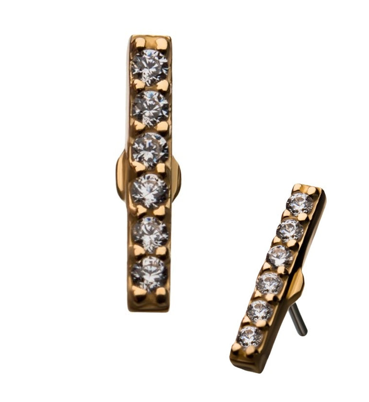 14kt Gold Rail CZ Threadless Top