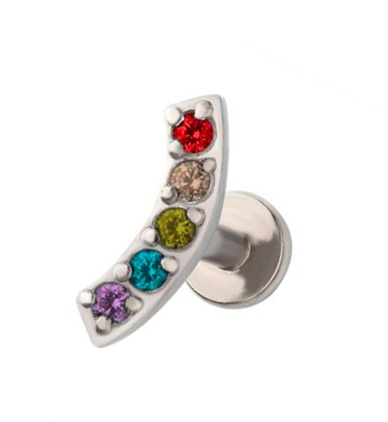 Rainbow Arc Top Prong Set CZ Labret Post