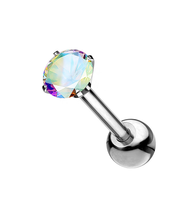 Rainbow Aura CZ Titanium Cartilage Barbell