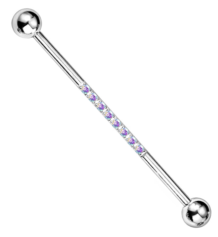 Center Line Rainbow Aurora CZ Industrial Barbell