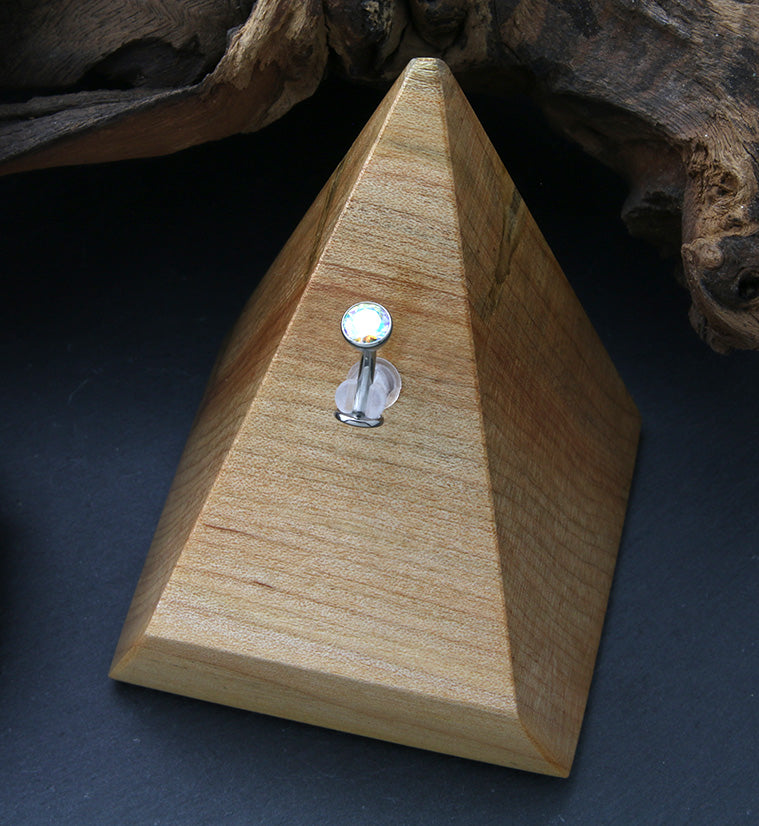 Rainbow Aurora CZ Titanium Threadless Floating Belly Button Ring (Convex Disk)