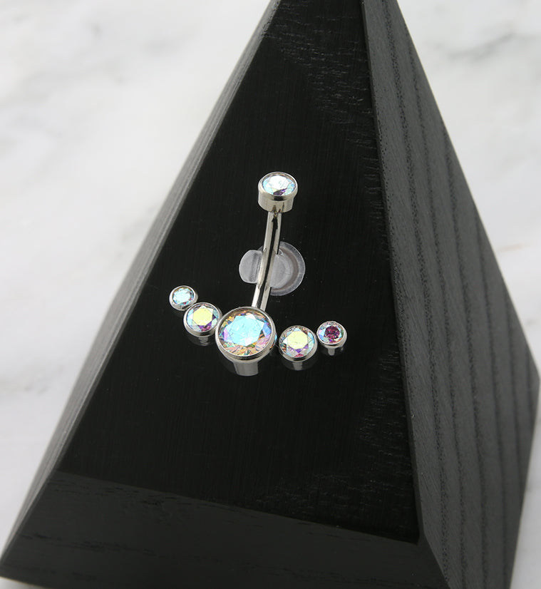 Rainbow Aurora CZ Truce Titanium Belly Button Ring