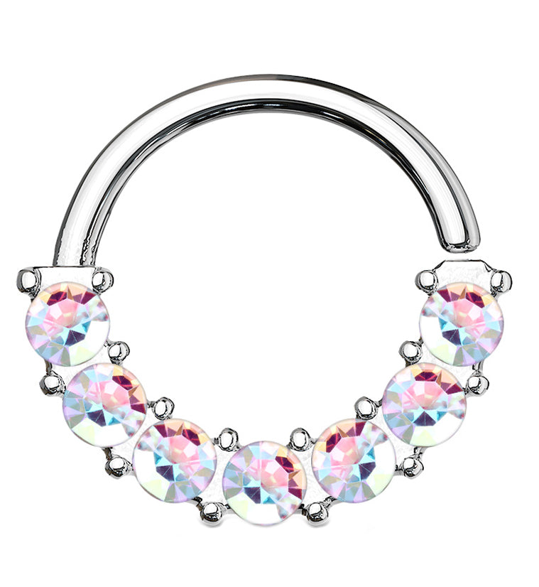 Rainbow Aurora CZ Escent Seamless Ring