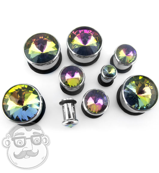 Rainbow Prism Single Flare Steel Plugs