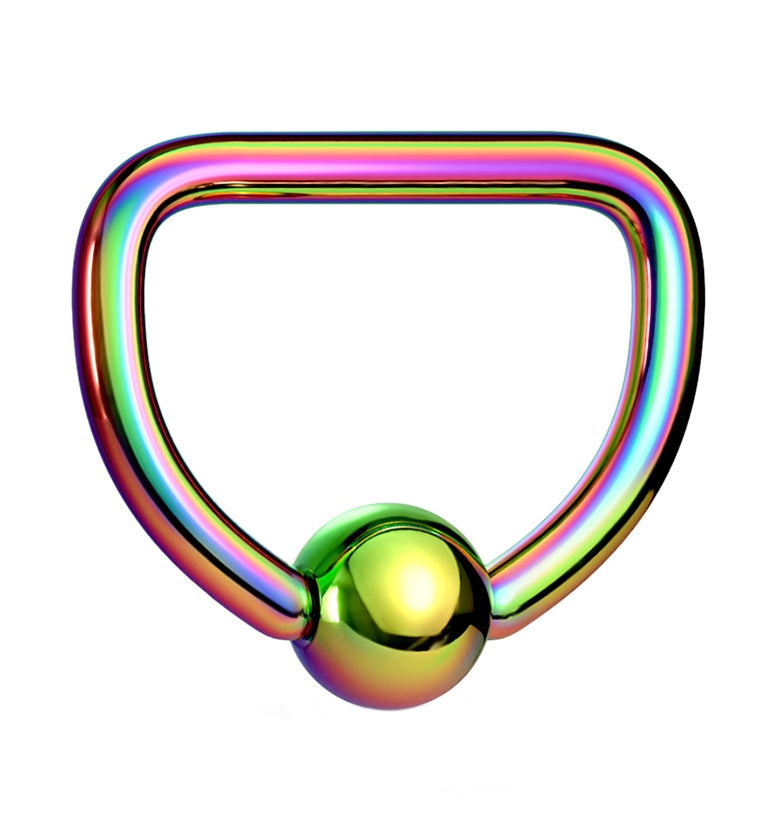 Rainbow PVD Stainless Steel Captive D Ring