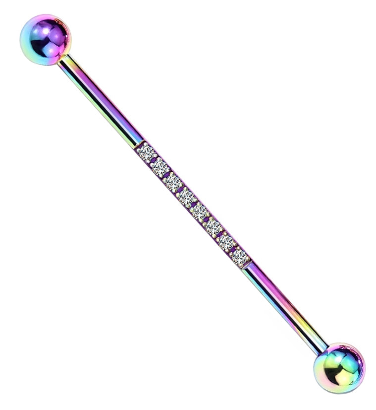 Center Line Rainbow PVD CZ Industrial Barbell