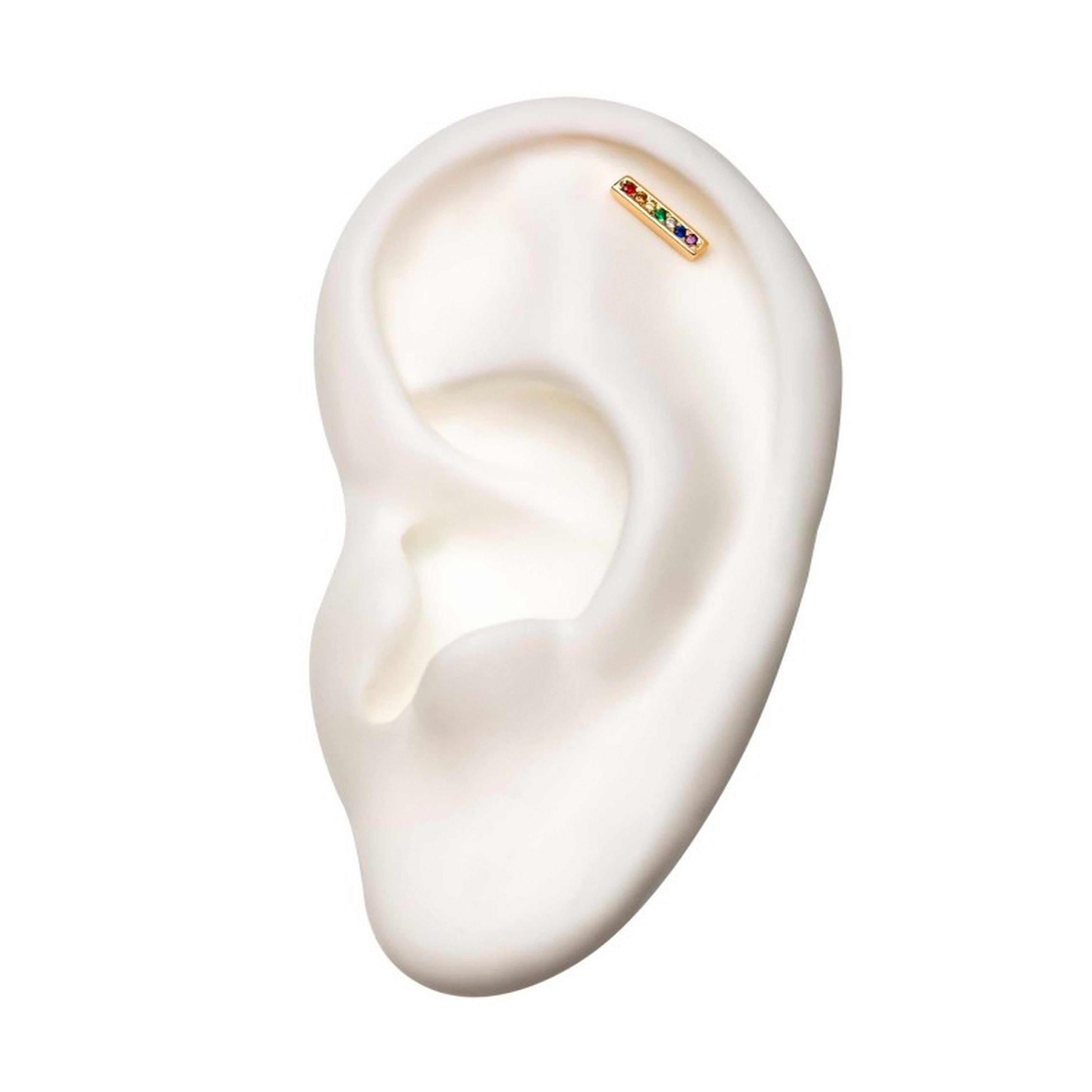 14kt Gold Bar Rainbow CZ Lineup Threadless Top