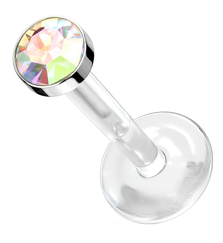 16G Rainbow Aurora CZ Bioflex Labret Post