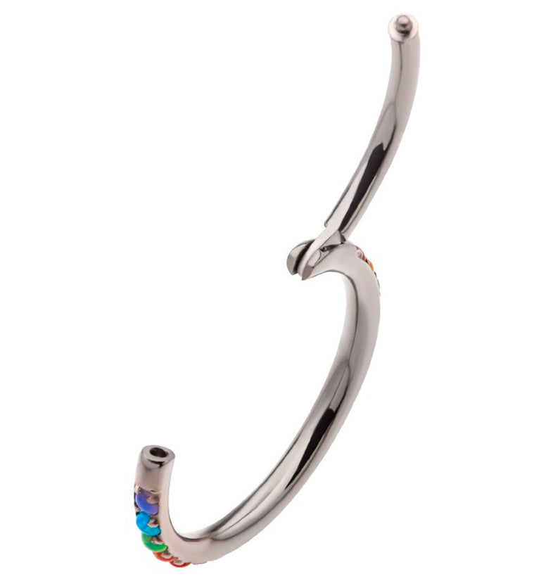 Rainbow CZ Titanium Hinged Segment Ring