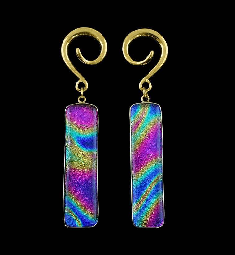 Rainbow Dichroic Glass Tower Ear Weights