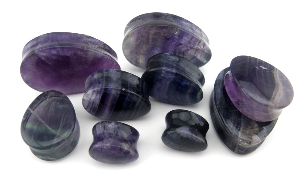 Rainbow Fluorite Teardrop Plugs