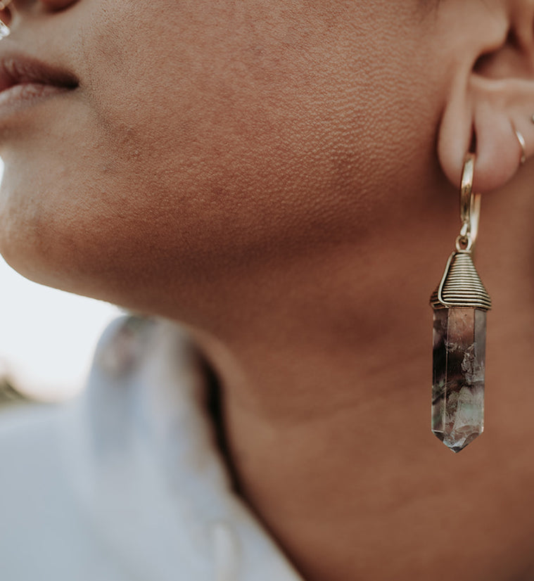 Coiled Rainbow Fluorite Stone Ear Weights