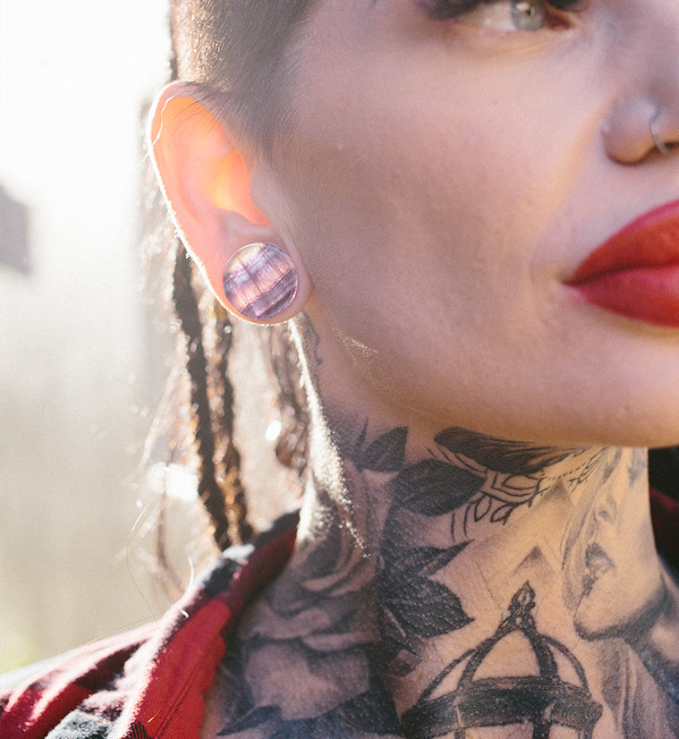 Grade A Rainbow Fluorite Stone Plugs