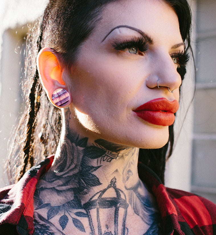 Grade A Rainbow Fluorite Stone Plugs