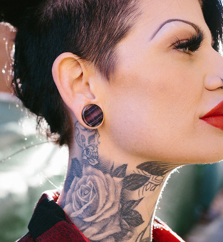 Grade A Rainbow Fluorite Stone Plugs