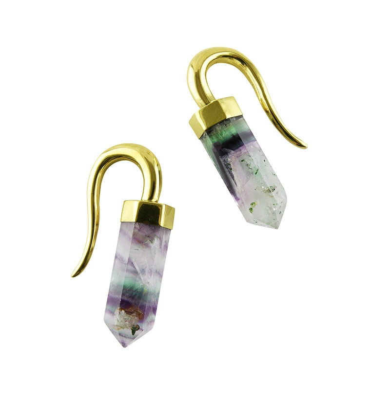 Walker Rainbow Fluorite Stone Ear Weights