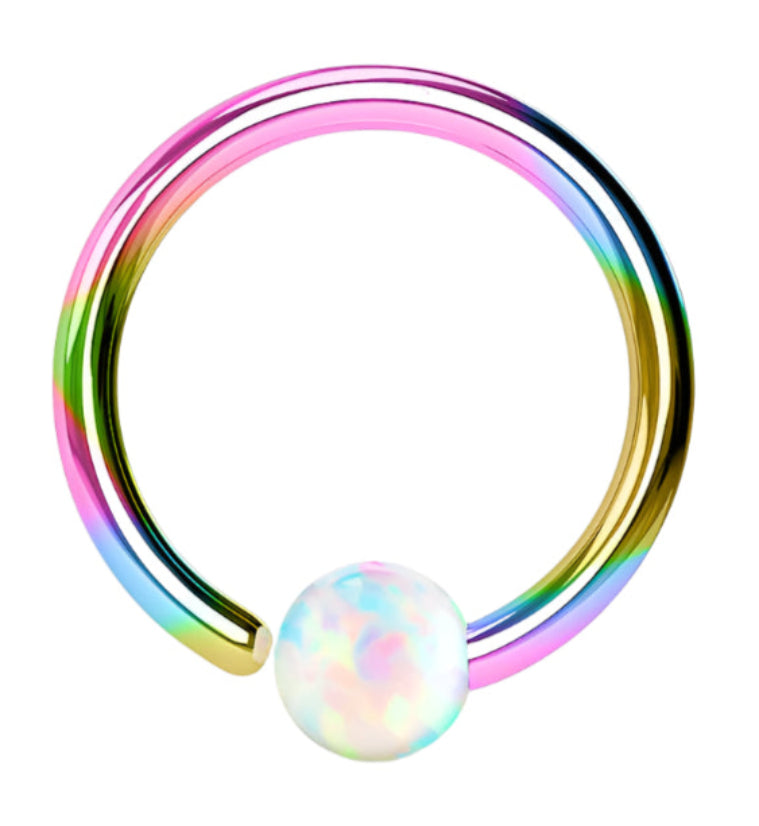 Rainbow PVD Opalite Fixed Captive Ring