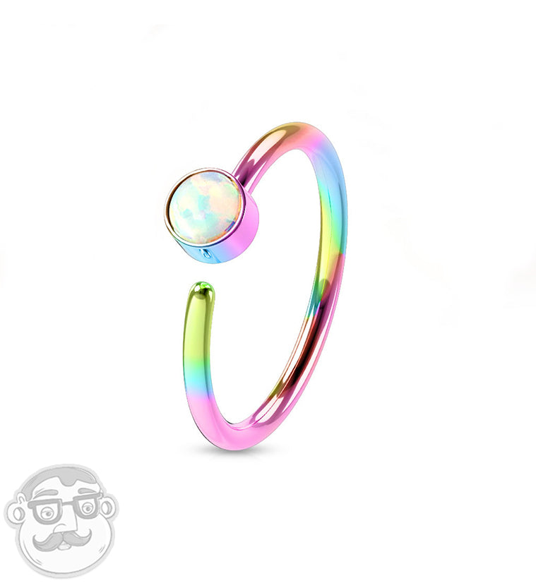 20G Rainbow PVD Opalite Top Hoop Ring