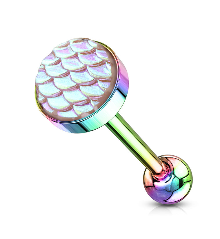 Rainbow PVD Pink Mermaid Scale Stainless Steel Barbell