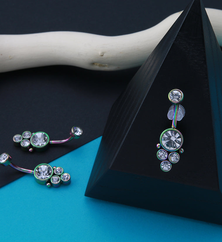 Rainbow PVD Array Belly Button Ring