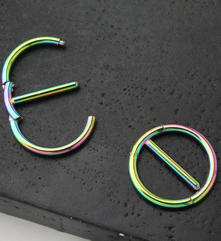 Rainbow PVD Circlet Stainless Steel Nipple Clicker Ring