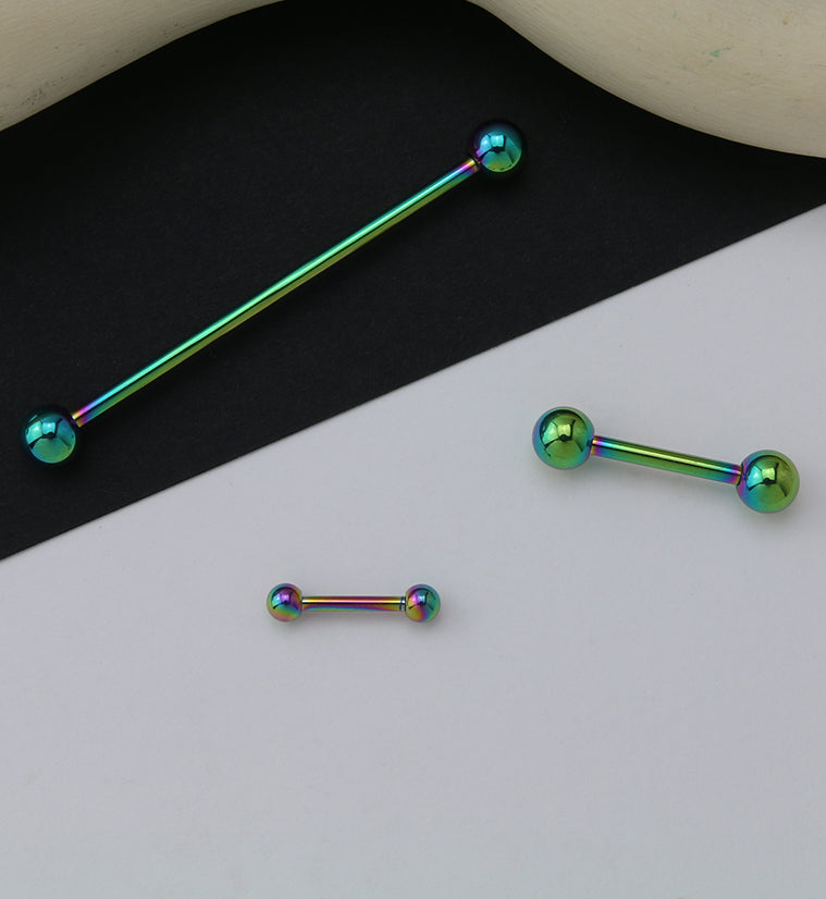 Rainbow PVD Double Ball Titanium Barbell