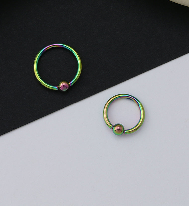Rainbow PVD Titanium Captive Bead Ring