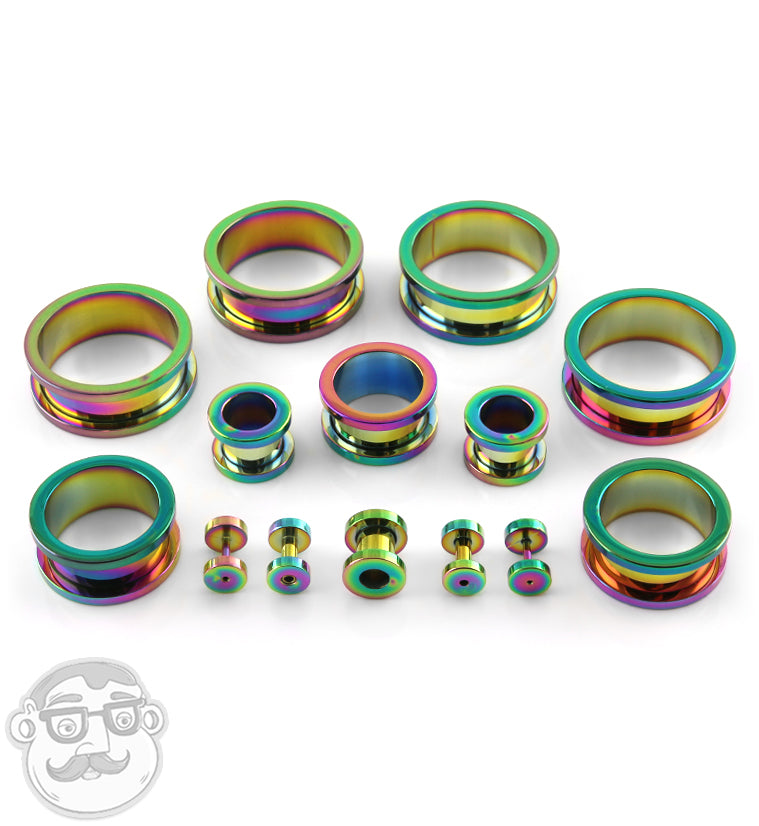 Rainbow Ear Tunnels Gauges Plugs