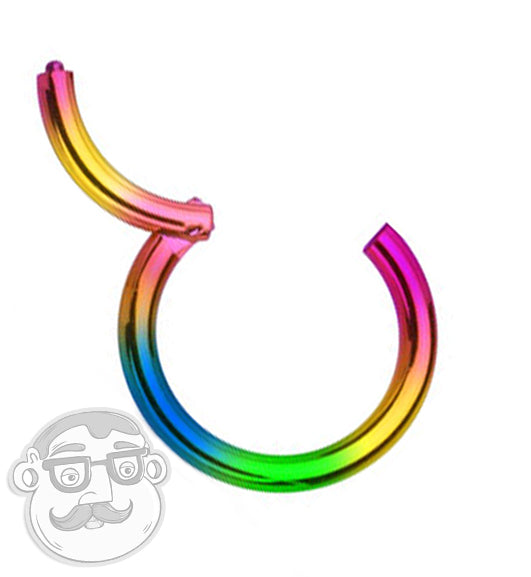 Hinged Anodized Rainbow Steel Segment Hoop Ring
