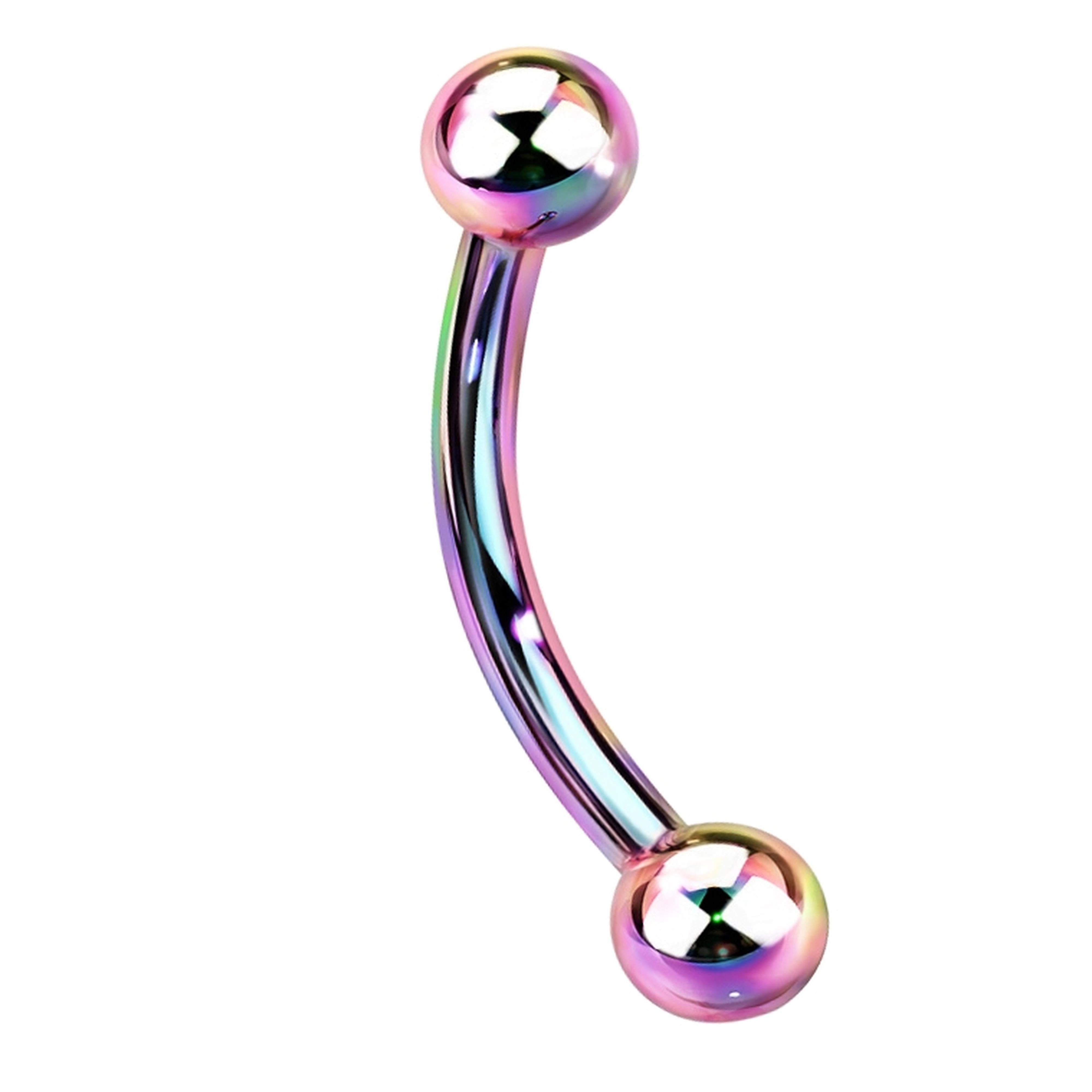 16G Rainbow PVD Titanium Curved Barbell (External Threading)