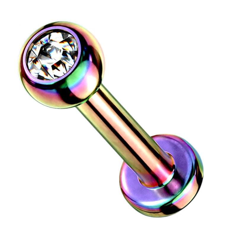 16G Rainbow PVD CZ Titanium Labret