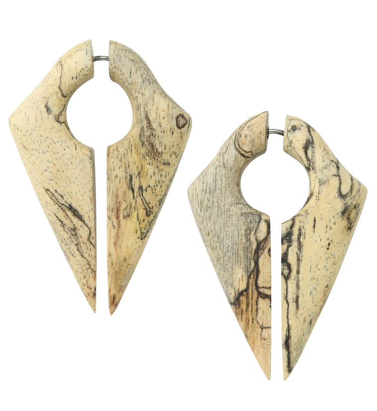 Ravine Tamarind Wood Fake Gauge Keyhole Earrings