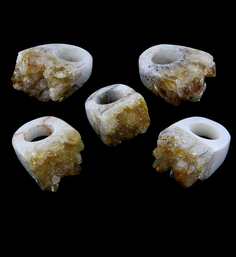 Raw Druzy Citrine Stone Ring