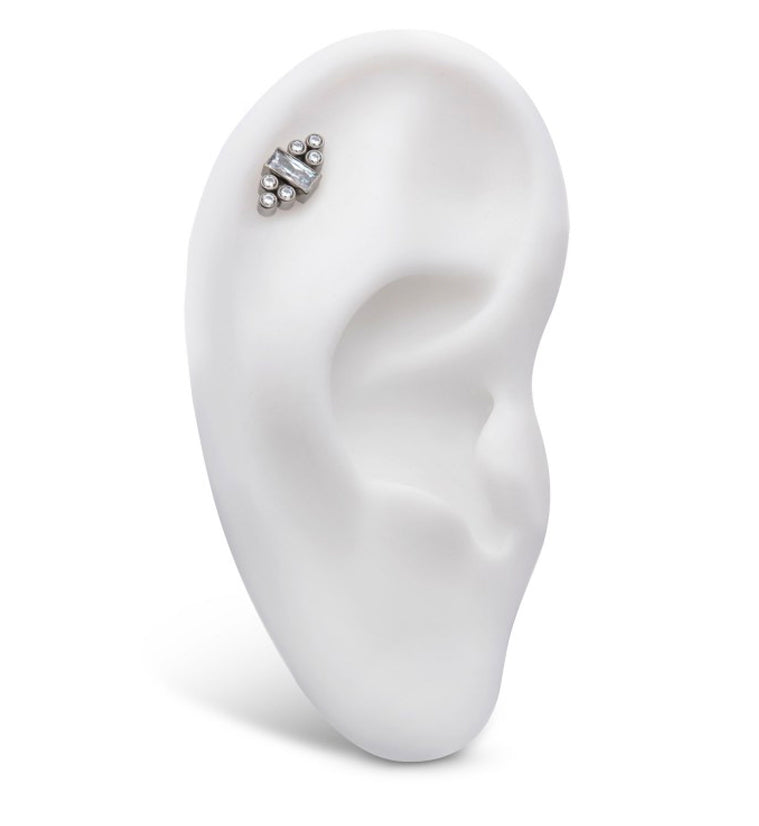 Rectangle Trinity CZ Internally Threaded Titanium Top