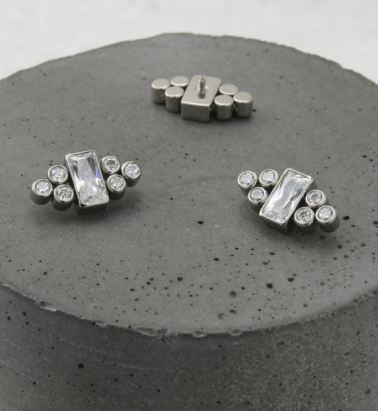 Rectangle Trinity CZ Internally Threaded Titanium Top