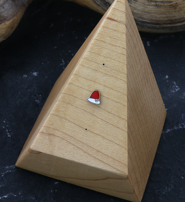 Red and White Bell CZ Threadless Titanium Top