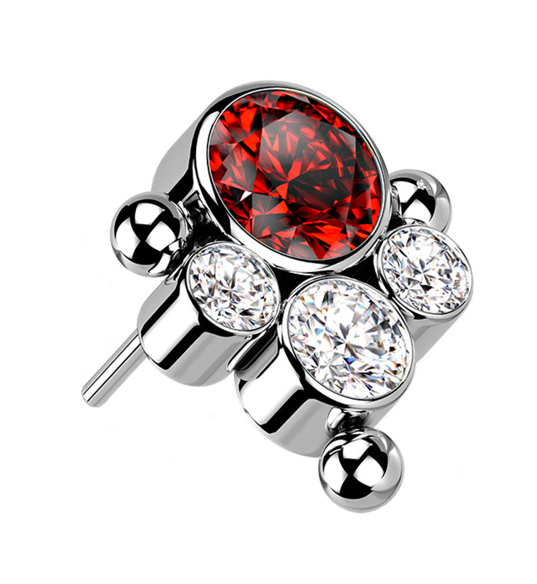 Red CZ Bundle Titanium Threadless Top